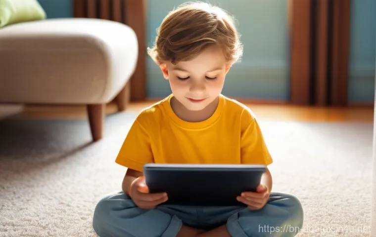 디지털디톡스와 청소년 스마트폰 규제 - **Prompt 1: The Screen's Glimmering Spell**
    A wide-eyed, innocent young child, approximately 5-7...