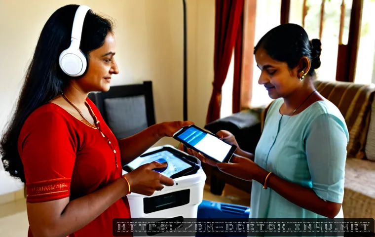 디지털디톡스와 전자기기 수거 - Photorealistic digital detox scene in a bright Bengali family living room, a middle-aged South Asian...